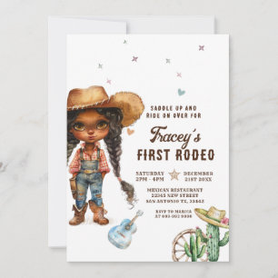 African America Cowgirl First Rodeo Birthday Party Invitation