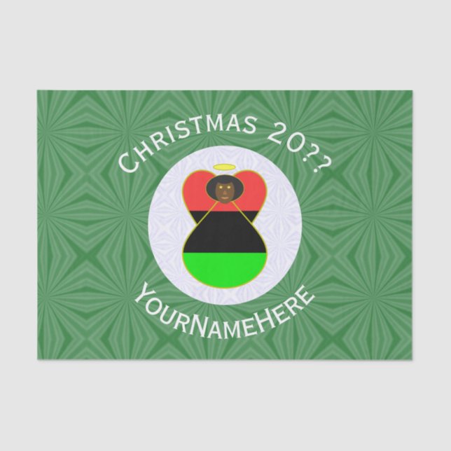 African America Flag Christmas Angel Personalised  Tissue Paper (Front)