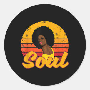 African American 70s 80s Funk Afro Disco Soul Classic Round Sticker