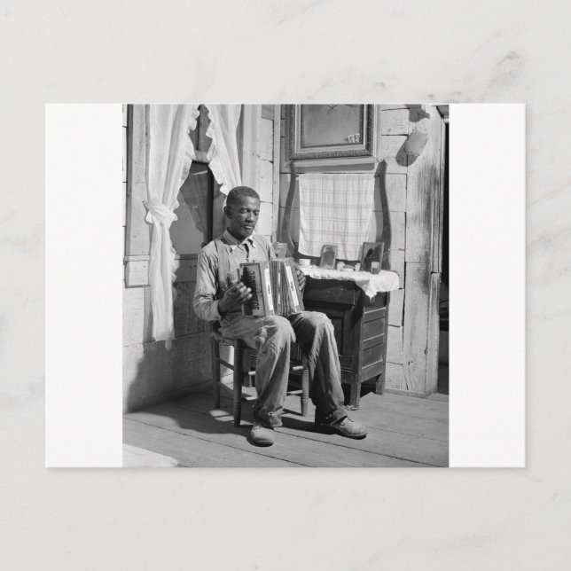 African American Accordion Player, 1941 Postcard (Front)