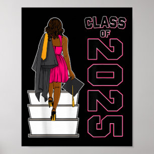 African American Afro Black Girl Graduation Cl Of Poster