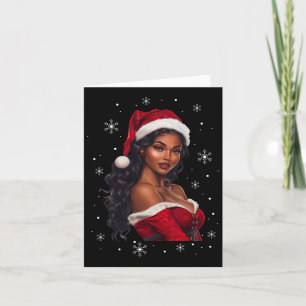 African American Afro Girl Melanin Santa Claus Chr Card