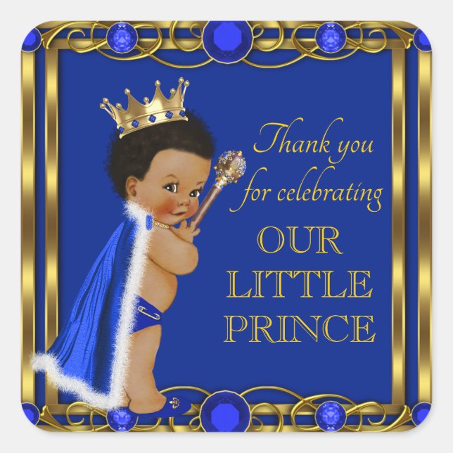African American Afro Prince Baby Shower Stickers (Front)