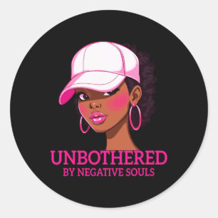 African American Afro Queen Sy Black Woman Unbothe Classic Round Sticker