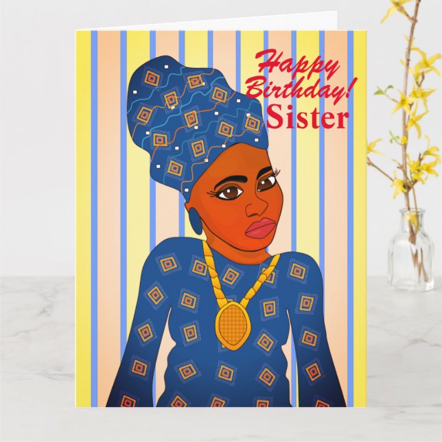 African American Afrocentric Birthday Card (Yellow Flower)
