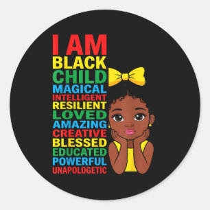 African american am black child black history classic round sticker
