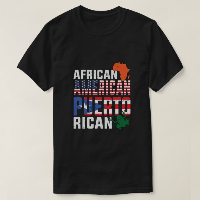 African American and Puerto Rican flag  T-Shirt (Design Front)
