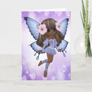 African American and Purple Fairy Card