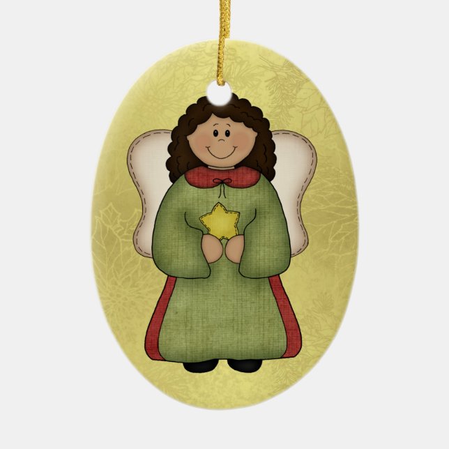 African American Angel Ceramic Tree Decoration (Front)