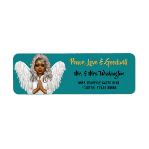 African American Angel Christmas Return Address Return Address Label