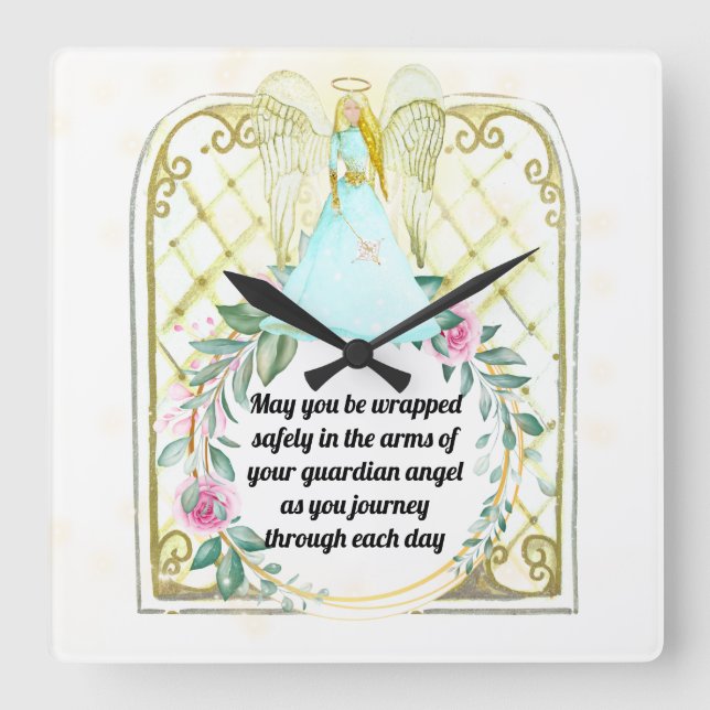African American angel church window blue dress Square Wall Clock (Front)
