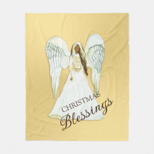 African American Angel Fleece Blanket