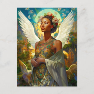 African American Angel Goddess Fantasy Art Postcard