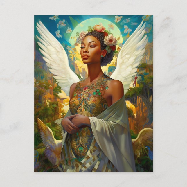 African American Angel Goddess Fantasy Art Postcard (Front)