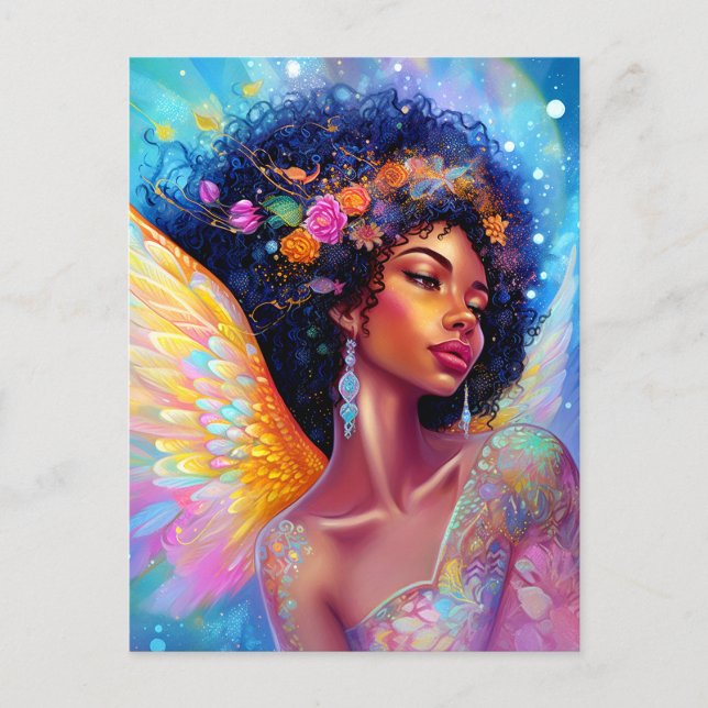 African American Angel Lady Fantasy Art Postcard (Front)