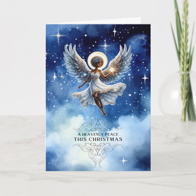 African-American Angel Non-Photo Christmas Card  (Front)