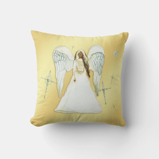 African American Angel Throw Pillow (Front)