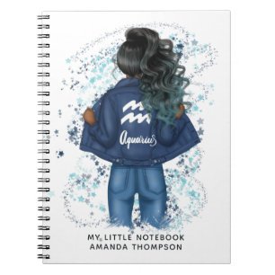 African American Aquarius Zodiac Sign Personal Notebook