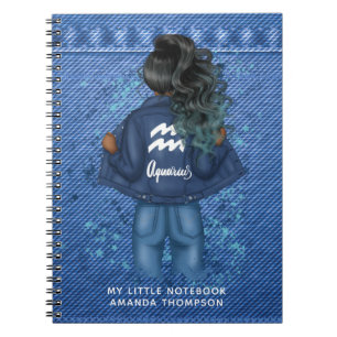 African American Aquarius Zodiac Sign Personal Notebook