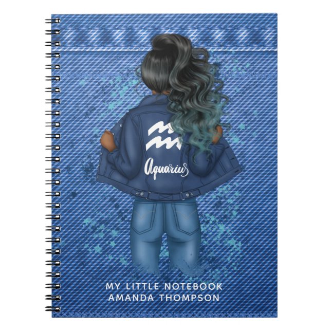 African American Aquarius Zodiac Sign Personal Notebook (Front)