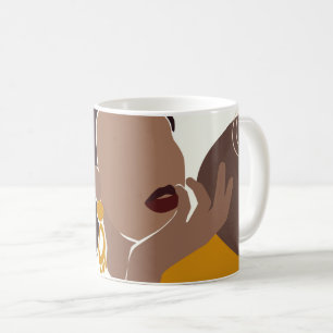 African American Art, Leaf Girl Print, Black Woman Coffee Mug