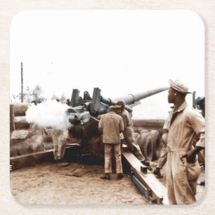 African American Artillerymen WWII Square Paper Coaster