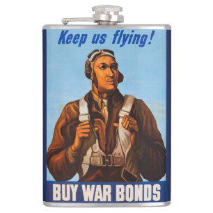 African American Aviators Fighter Pilots of WW2  Hip Flask