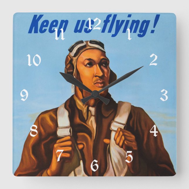 African American Aviators Fighter Pilots of WW2  Square Wall Clock (Front)