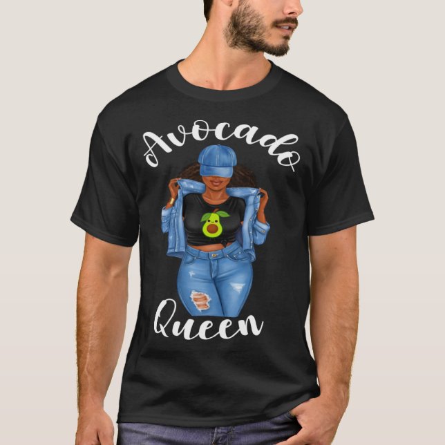 African American Avocado Queen Vegan Veganism Crue T-Shirt (Front)