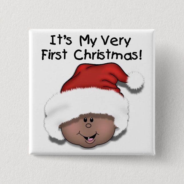 African American Baby 1st Christmas 15 Cm Square Badge (Front)