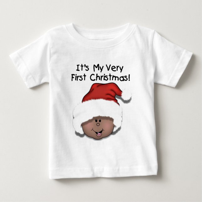 African American Baby 1st Christmas Baby T-Shirt (Front)
