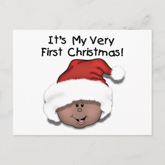 African American Baby 1st Christmas Holiday Postcard (Front)