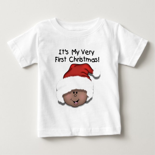 African American Baby 1st Christmas T-Shirt (Front)