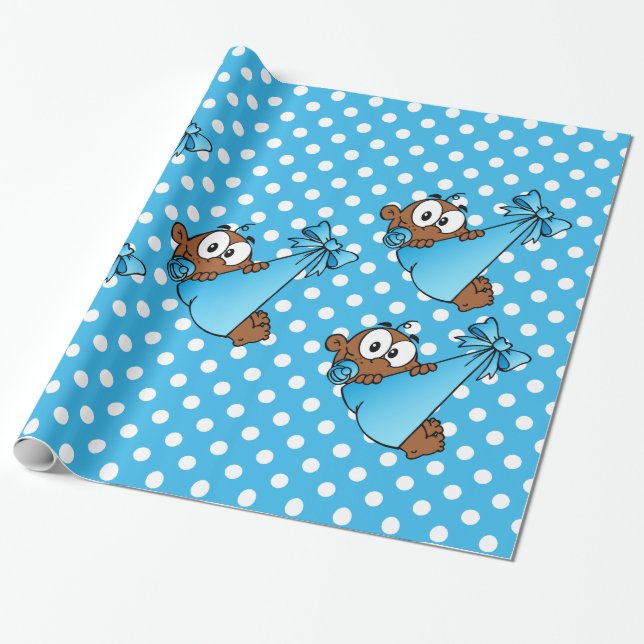 African American Baby Blue Wrapping Paper (Unrolled)