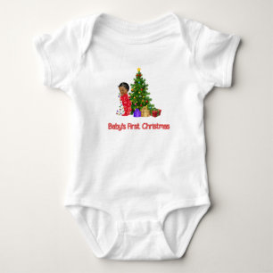 African American Baby Boy's First ChristmasT-Shirt Bodysuit