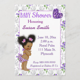 African American Baby Girl Baby Shower Invitation