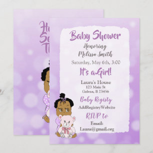 African American Baby Girl Baby Shower Invitation
