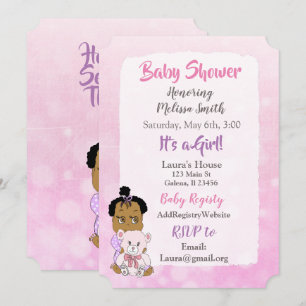 African American Baby Girl Baby Shower Invitation