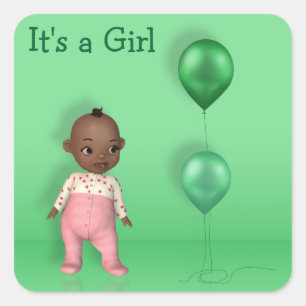 African American Baby Girl - It's a Girl Sticker