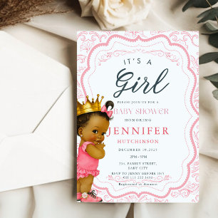 African American Baby Girl Princess Baby Shower Invitation