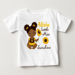 African American Baby Girl with Sunflower T-Shirt