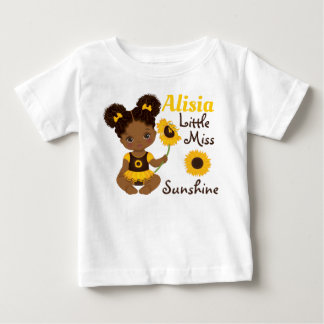 African American Baby Girl with Sunflower T-Shirt