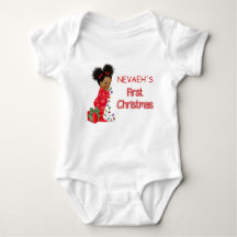 African American Baby Girl's First ChristmaT-Shirt