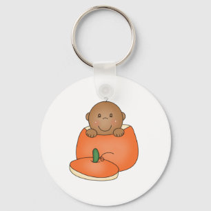 African American Baby in Pumpkin Key Ring