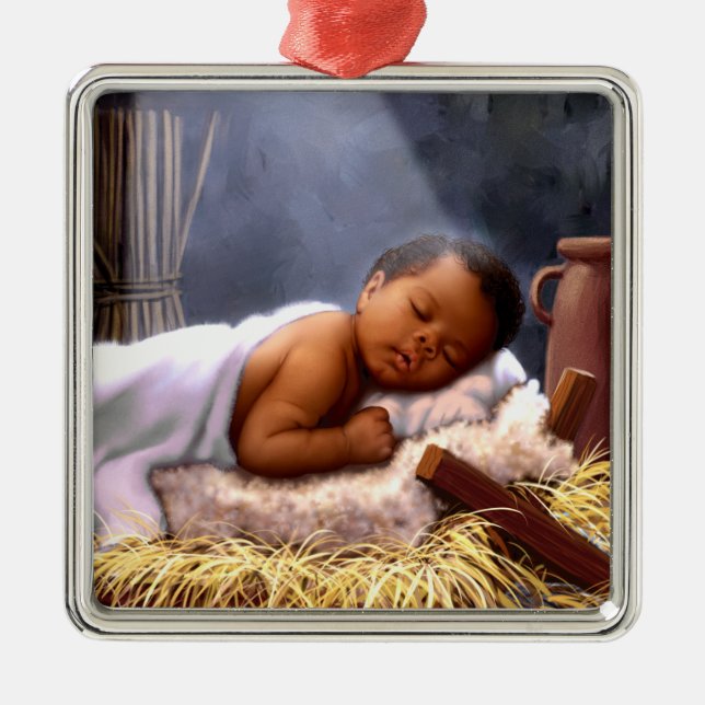 African American Baby Jesus Christmas Ornaments (Front)