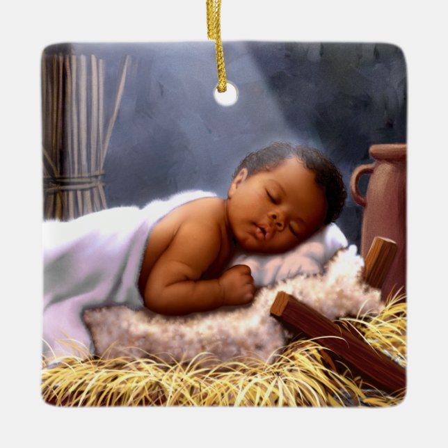 African American Baby Jesus Christmas Ornaments (Front)