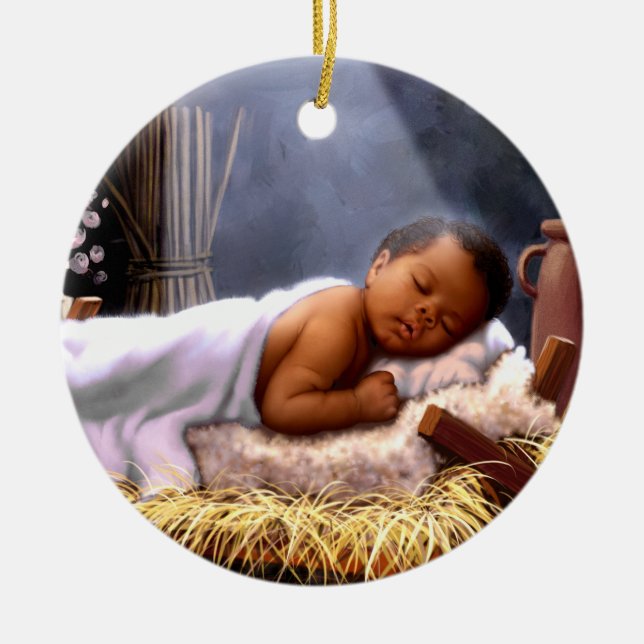 African American Baby Jesus Christmas Ornaments (Front)