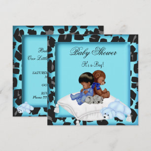 African American Baby Shower Boy Animal Bear Invitation