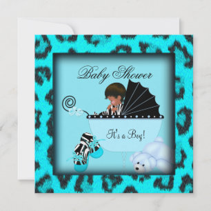 African American Baby Shower Boy Zebra Animal Invitation