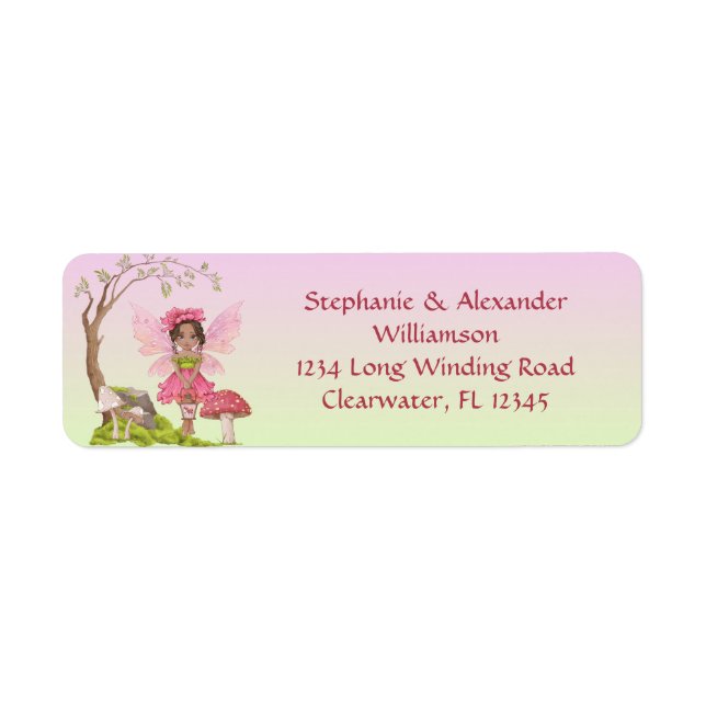 African American Baby Shower Fairy Address Return Address Label (Front)